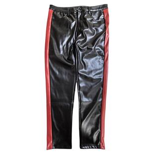 男士秋冬PU仿皮可外穿纯色修身防风保暖直筒黑色休闲中腰机车皮裤