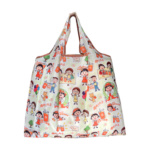 樱桃小丸子卡通印花通用折叠购物袋大容量便携买菜手提单肩收纳袋
