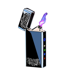 黑科技指纹感应双电弧脉冲打火机充电点烟器防风点火高档定制刻字