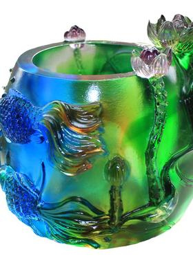 琉璃笔筒商务礼品实用刻字摆件