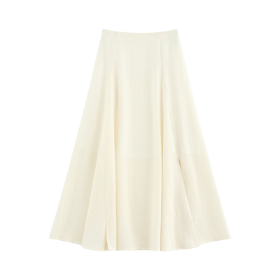 立体裥褶开叉显瘦半身裙