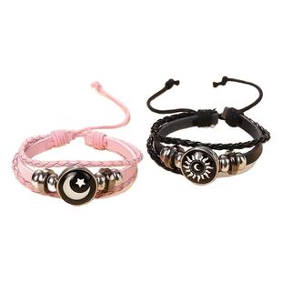 闺蜜远程感应手链日月恋人情侣手绳饰品男女智能夜光手环百搭编织