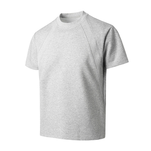 大码300斤美式短宽版型正肩t恤短袖男夏季重磅弹力小领口体恤上衣