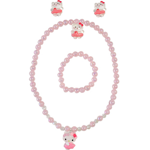 库洛米儿童串珠玩具项链卡通公主首饰套装可爱女童手链耳夹戒指