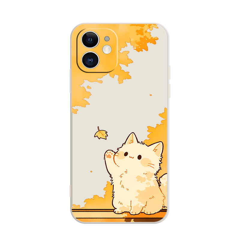 治愈一叶知秋小猫手机壳适用于苹果17华为p70小米等安卓机型