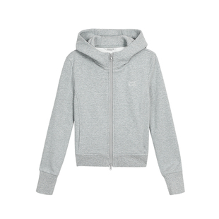 pusumede 极简运动风 修身连帽卫衣开衫女加绒显瘦休闲微喇裤套装