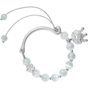 慕溪源纯银手镯白月光手镯和田玉手镯古法银手镯手链女款女生