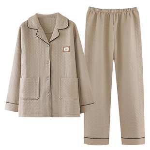 夹层睡衣女款2025新款纯棉加厚保暖空气夹棉中老年妈妈居家服秋冬