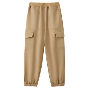 eland kids衣恋童装男童裤子2025年冬季新品运动工装裤加绒束脚裤