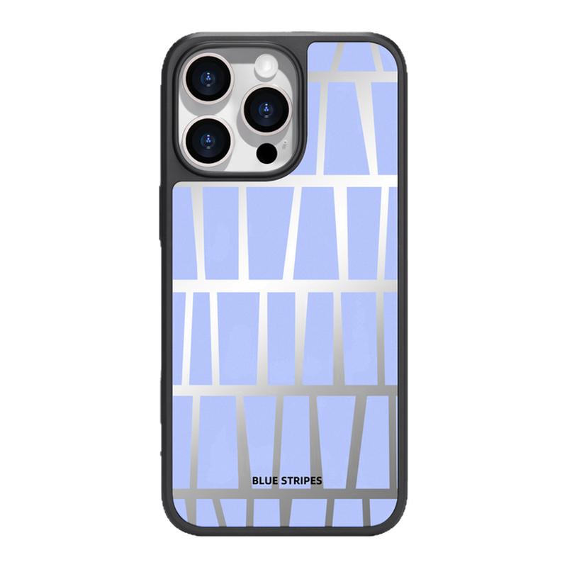 benefit简约蓝色几何方块17适用于iphone16promax苹果15PRO镜面磁吸手机壳13新款14小米15PRO防摔三星S25