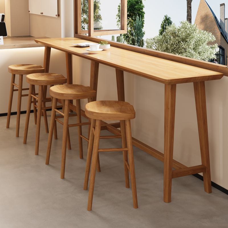 全实木吧台桌椅 咖啡店书吧甜品店高脚桌 商用靠墙长条窄桌子