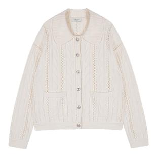 CRUSH Collection2025年冬季新款淡人穿搭绞花镂空翻领开衫外套