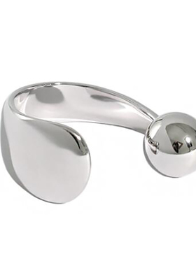 小众设计线条球形925纯银ins戒指