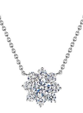 银镀白金满钻莫桑石轻奢六爪项链