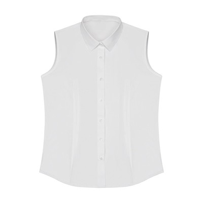 白色纯棉无袖打底衫女秋冬法式打底衬衣叠穿内搭背心上衣坎肩衬衫
