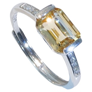 明星设计师同款天然黄水晶戒指女招财天然简约吸财暴富S925纯银戒