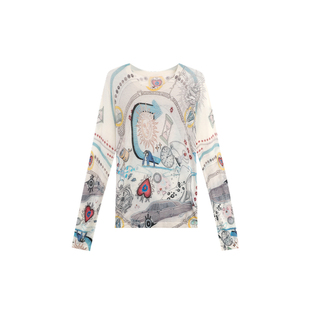 MANNALA丨“涂鸦日”丰富色彩手绘印花超柔水溶冬内搭羊毛针织衫