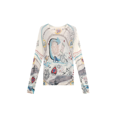 MANNALA丨“涂鸦日”丰富色彩手绘印花超柔水溶冬内搭羊毛针织衫