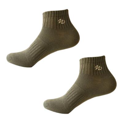 米吉诺拉 无骨缝合休闲网眼运动透气男简约刺绣束腰纯棉短筒袜子