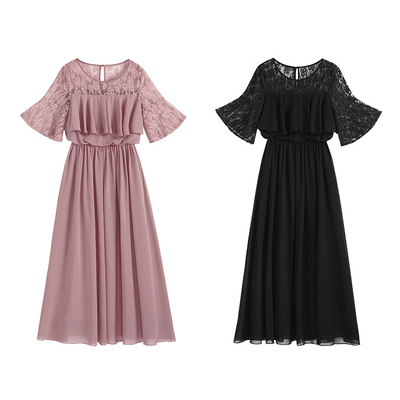 雪纺连衣裙子女夏季修身显瘦长裙子高腰日常礼服裙长款裙子88202