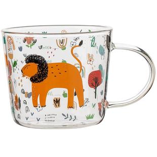 墨色高硼硅玻璃杯带刻度牛奶杯儿童早餐杯子家用水杯微波炉可加热