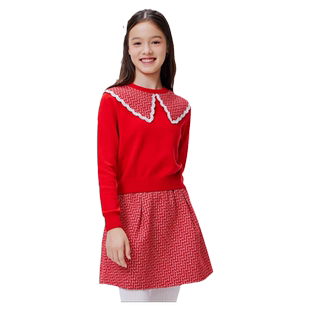 巴拉巴拉女童针织套装中大童裙子两件套儿童红色毛衣冬装新款童装