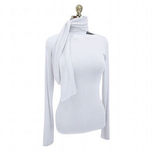 韩国女装2026早春新款高领绑带围巾领性感显胸T恤长袖打底衫上衣