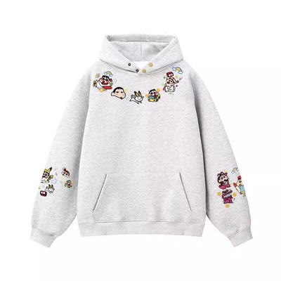 黎帮主的风格店重工刺绣连帽卫衣女2025春秋新款宽松加绒加厚上衣