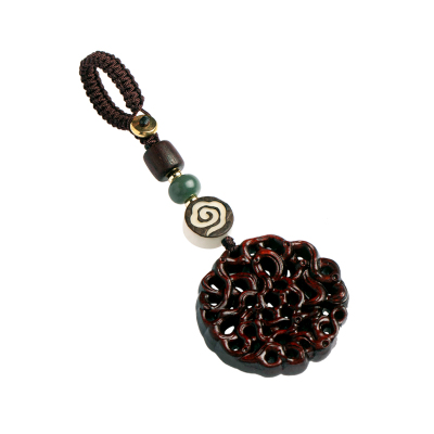 朴房原创紫檀木高档汽车钥匙扣挂件保平安复古手机链U盘防丢挂饰