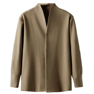 男士禅意道袍衬衫外套男秋冬加厚新中式长袖衬衣国潮男装2025新款