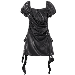 EPTISON连衣裙女2025夏季新款法式修身小个子气质高级泡泡袖短裙