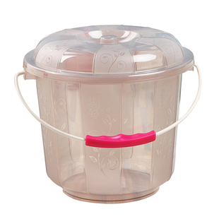迷你塑料收纳桶 透明有盖米桶手提零钱桶收钱小水桶钓鱼桶拧水桶