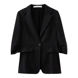水云间黑色七分袖小西装外套女式秋新款2026时尚职业通勤西服薄款