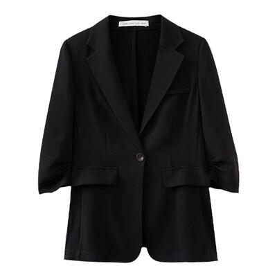 水云间黑色七分袖小西装外套女式秋新款2026时尚职业通勤西服薄款