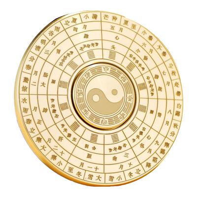 纯黄铜陀螺罗盘手把件黄铜