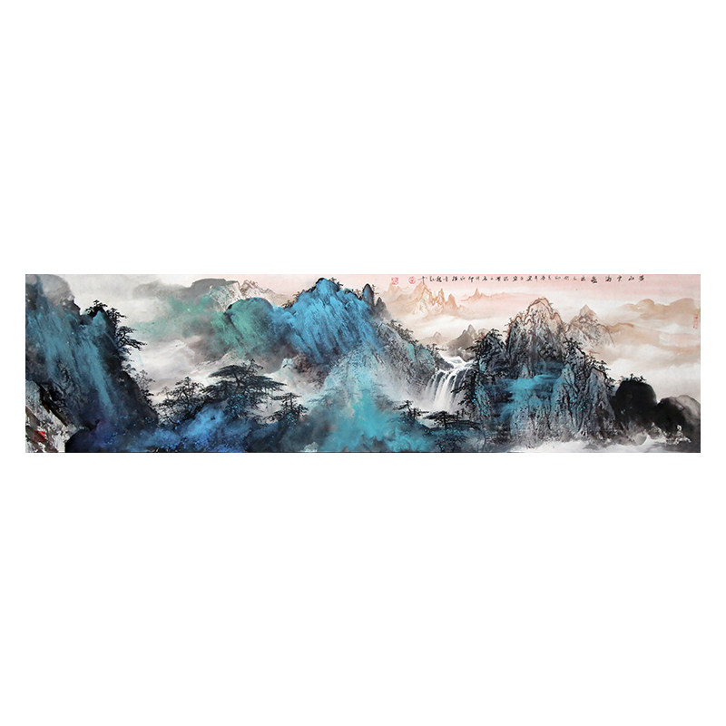 泼彩山水国画李建文手绘江峡字画原作现代办公室客厅挂饰装裱装框