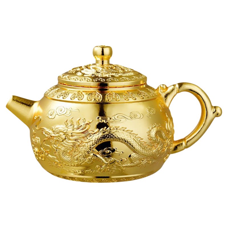 龙凤呈祥镀金茶具六件套开业礼