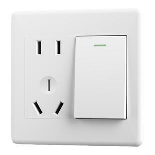 86型通用暗装一开多控带五孔插座1开5孔中途开关三控三联开关面板