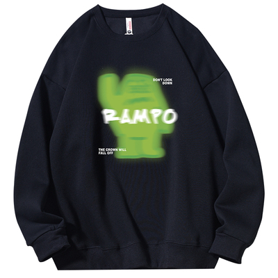 卫衣男冬季加绒加厚圆领无帽外套