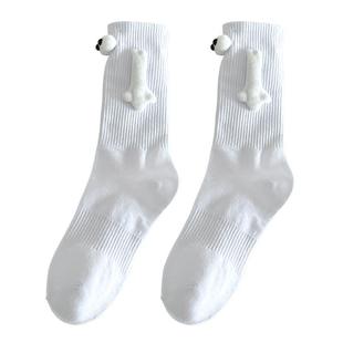 牵手袜子情侣款磁吸拉手可爱牵脚袜搞怪男女可以会的吸铁石中筒袜