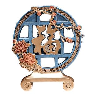 茶室博古架上的摆件轻奢高档新中式玄关书房博物架金色大象装饰品