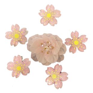 夏季可爱甜美樱花花朵粉色蓝色小发夹编头发卡子碎发后脑勺发饰女