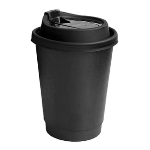 黑色纸杯加厚加硬咖啡杯高档精致一次性带盖热饮高级感高端食品级