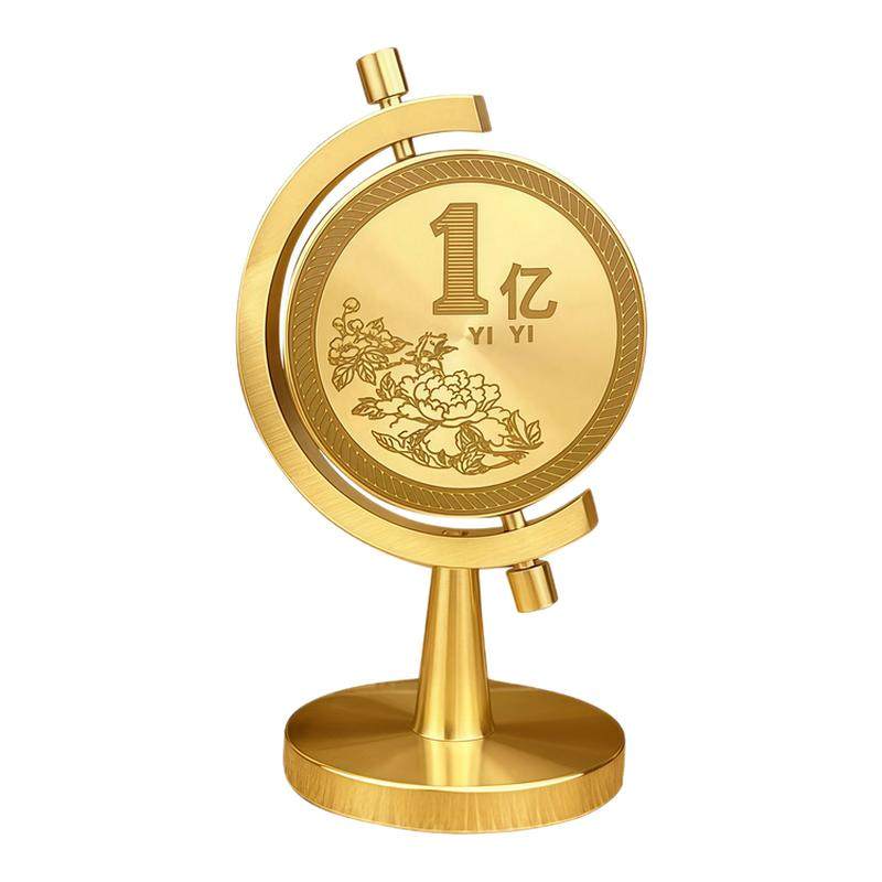 一个亿黄铜实心摆件时来运转创意书房桌面车载解压旋转硬币装饰品