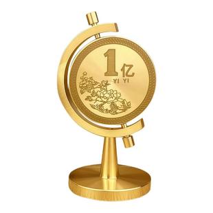 一个亿黄铜实心摆件时来运转创意书房桌面车载解压旋转硬币装饰品