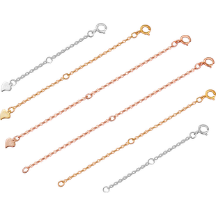 925纯银项链延长链手链锁骨链加长链尾链镀18K金可调节链DIY配件