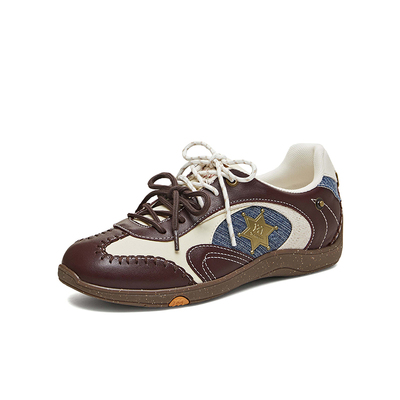 欧阳娣娣同款天美意星星手作德训鞋轻薄女新款复古阿甘运动休闲鞋