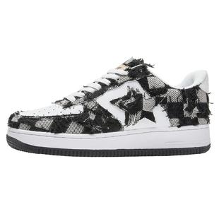 VOIT沃特低帮板鞋男牛仔休闲百搭2025年新款星星小白鞋女厚底