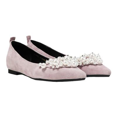 fed浅口单鞋春季新款女鞋优雅珍珠平底鞋晚晚鞋女款D1128-ZFB606