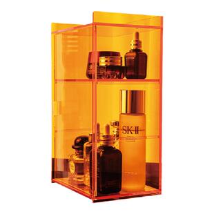 灰方化妆品首饰收纳盒化妆盒防尘护肤品展示柜桌面整理盒置物架